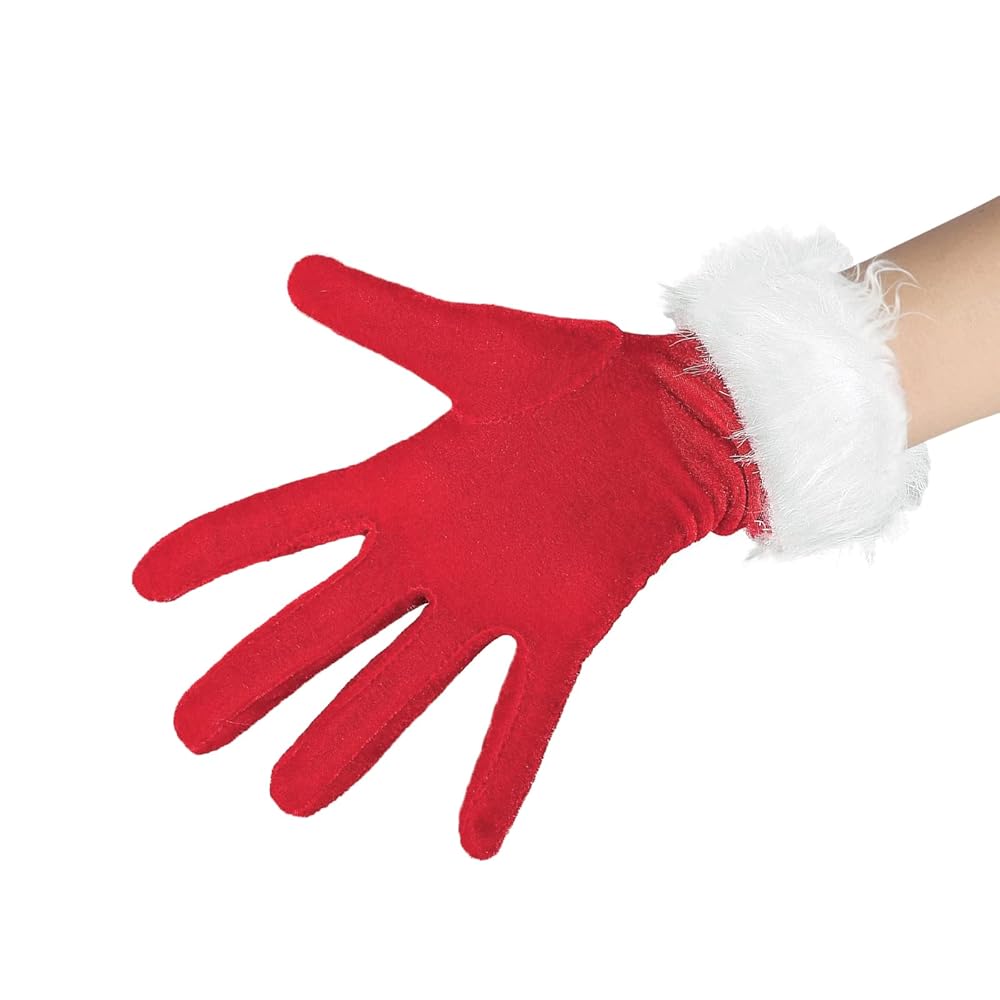 Amazon.com: BXT Red Fur Costume Gloves Wrist Length Mrs